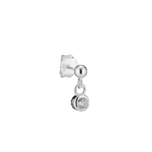 Crystal Earring, Silver (Single)