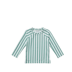 Noah Longsleeve Swim Tee: Stripe: Peppermint/White