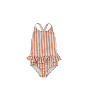 Amara Swimsuit: Stripe: Coral Blush/Creme de la Creme
