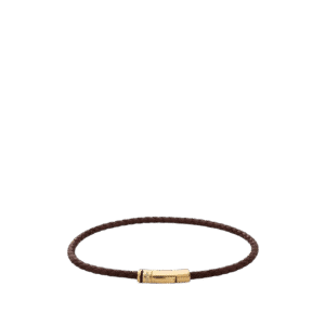 Juno Leather Bracelet, Gold Vermeil/Brown Medium