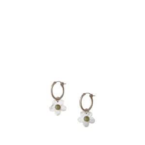 Mini Bloom Hoops in White Pearl