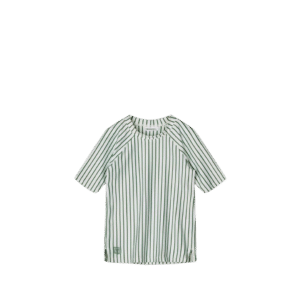 Noah Shortsleeve Swim Tee: Stripe Garden Green/Creme de la Creme