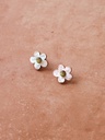 Mini Bloom Studs In White Pearl