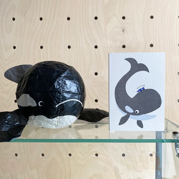 Paper Balloon Card - Whale, Open Greeting Card
