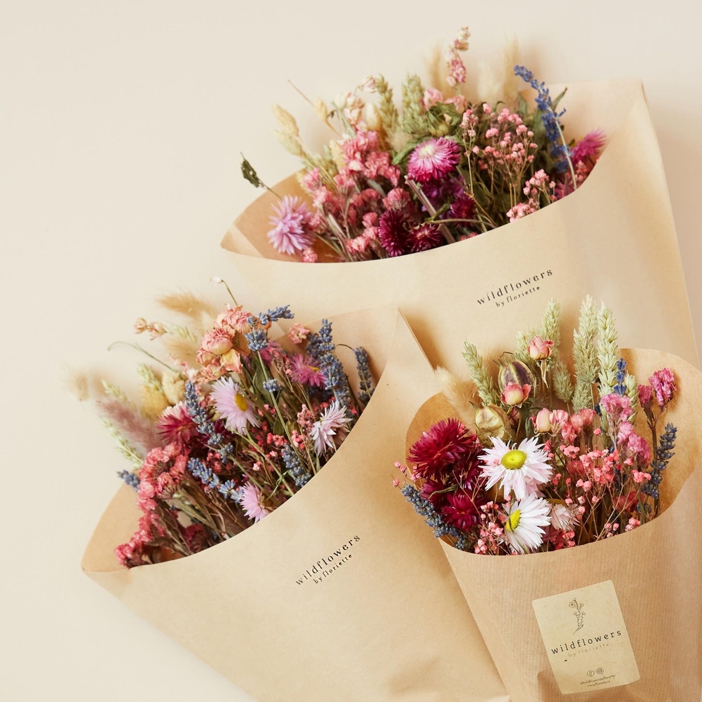 Dried Flowers Field Bouquet Large - Pink