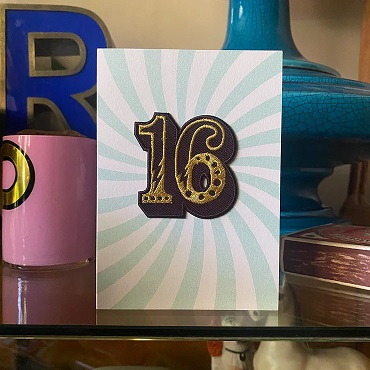 16 Swirl, Birthday Greeting Card