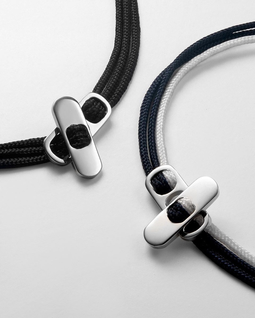Metric Rope Bracelet, Sterling Silver, Black