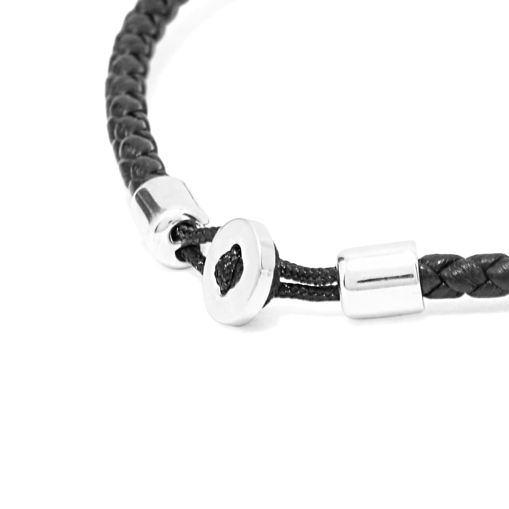 Nexus Braided Leather Bracelet, Sterling Silver, Black