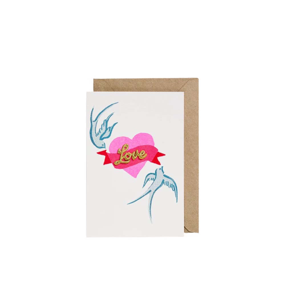 Love Birds &amp; Heart, Greeting Card