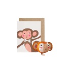 Paper Balloon Card - Monkey, Open Greeting Card