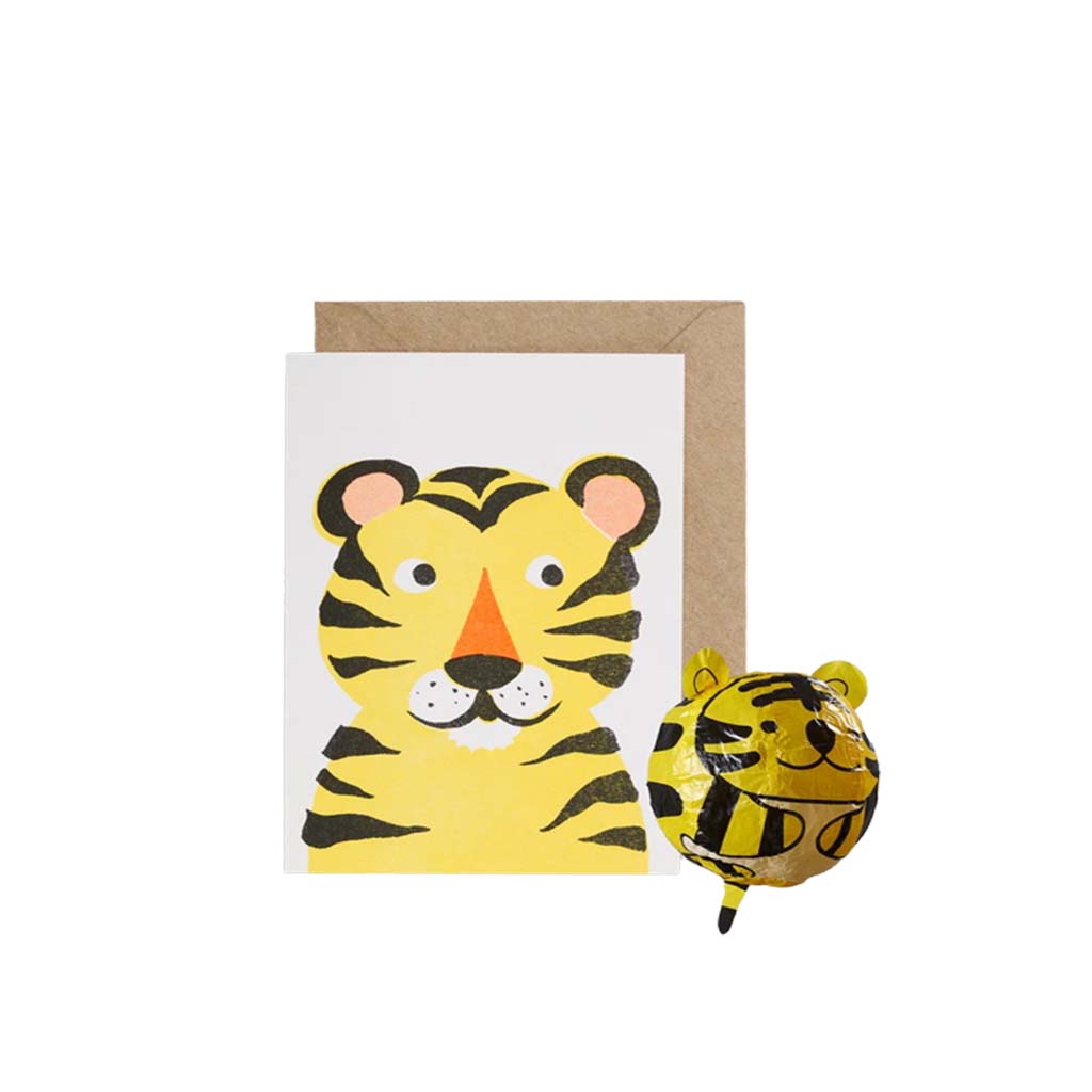 Paper Balloon Card - Tiger, Open Greeting Card