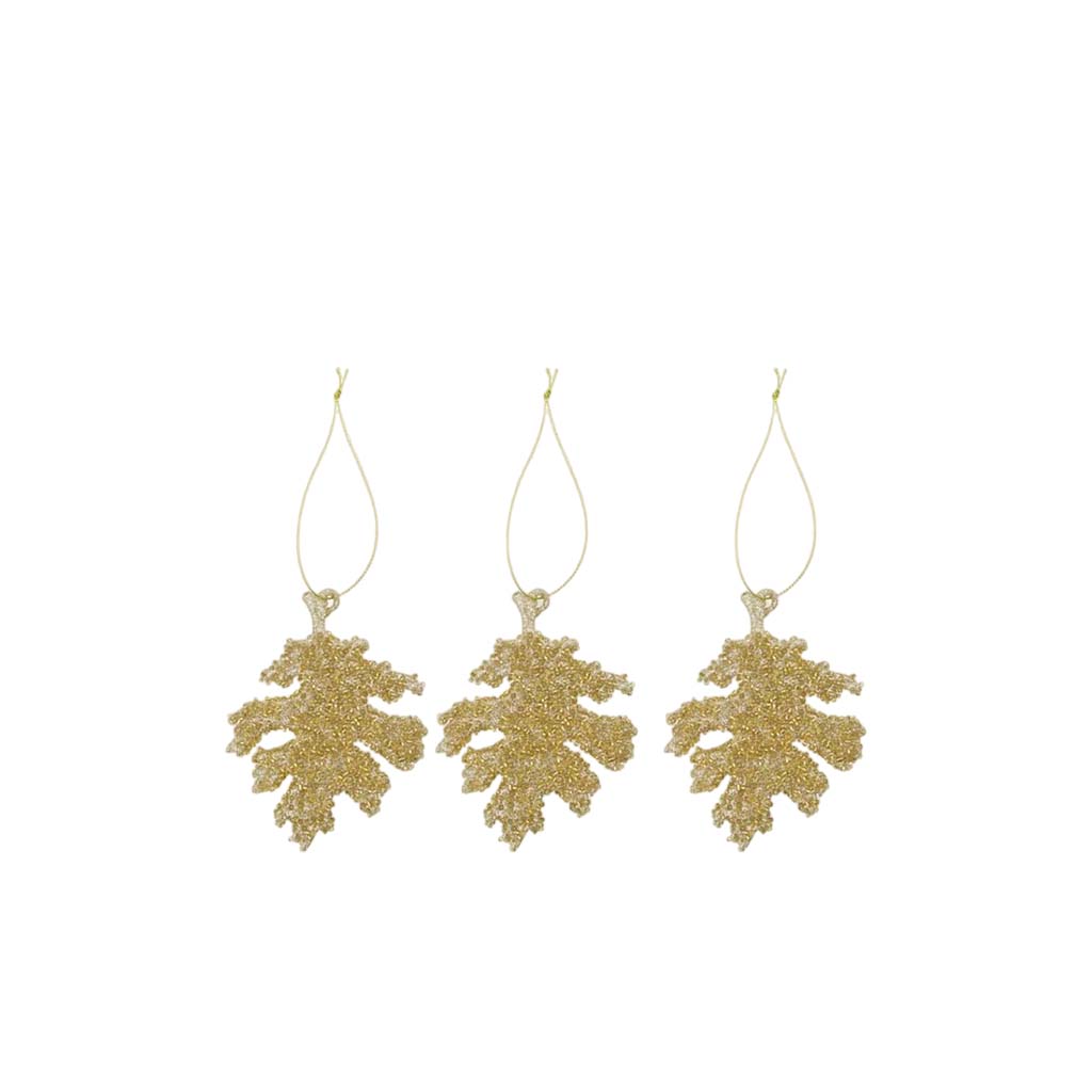 Gliz Gold Glitter Ornaments, Set of 3