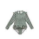 Sille Swim Jumpsuit: Stripe Garden Green/Sandy