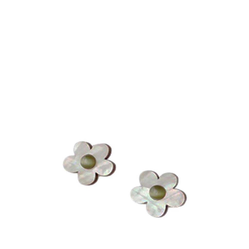 Mini Bloom Studs In White Pearl