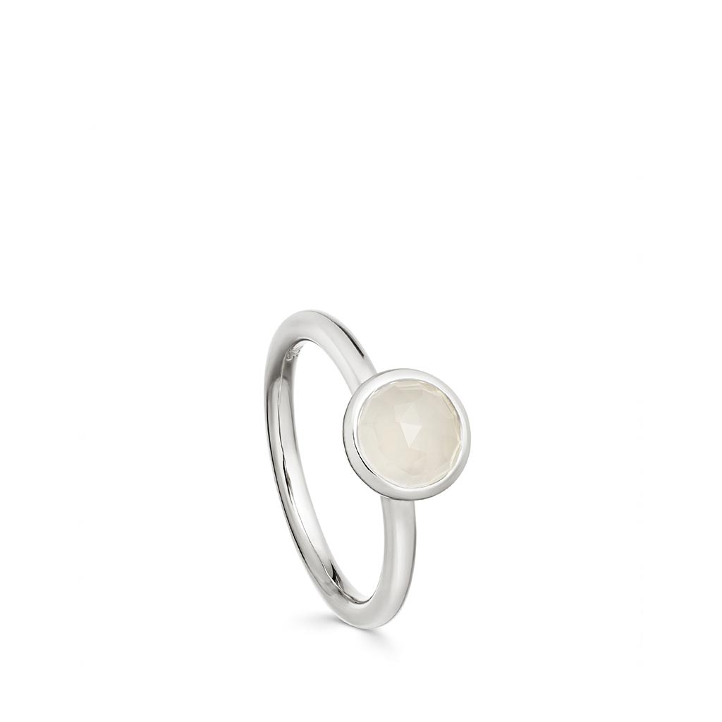 Mini Round Moonstone Stilla Ring, Silver