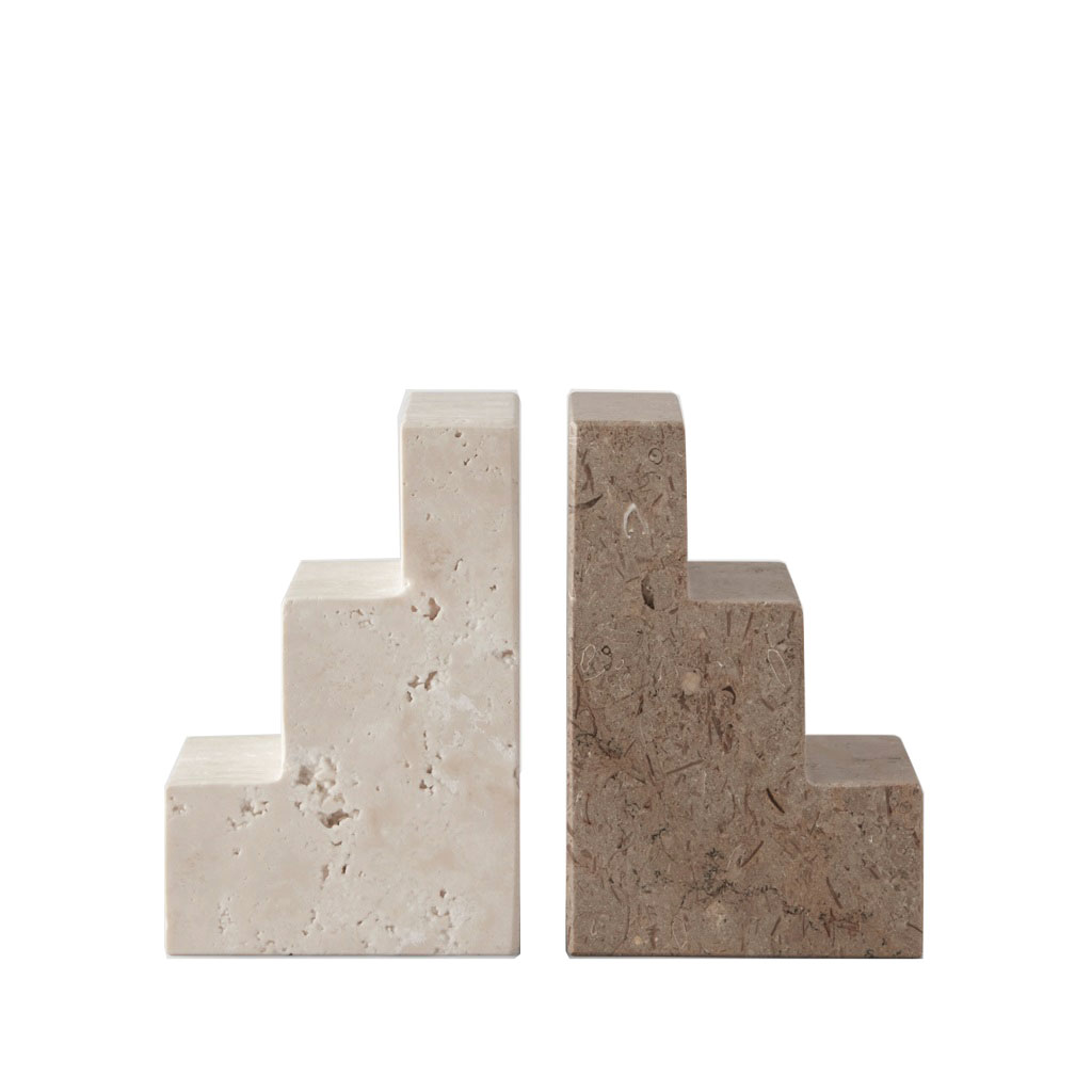 Bookend Stair Cube - Travertine