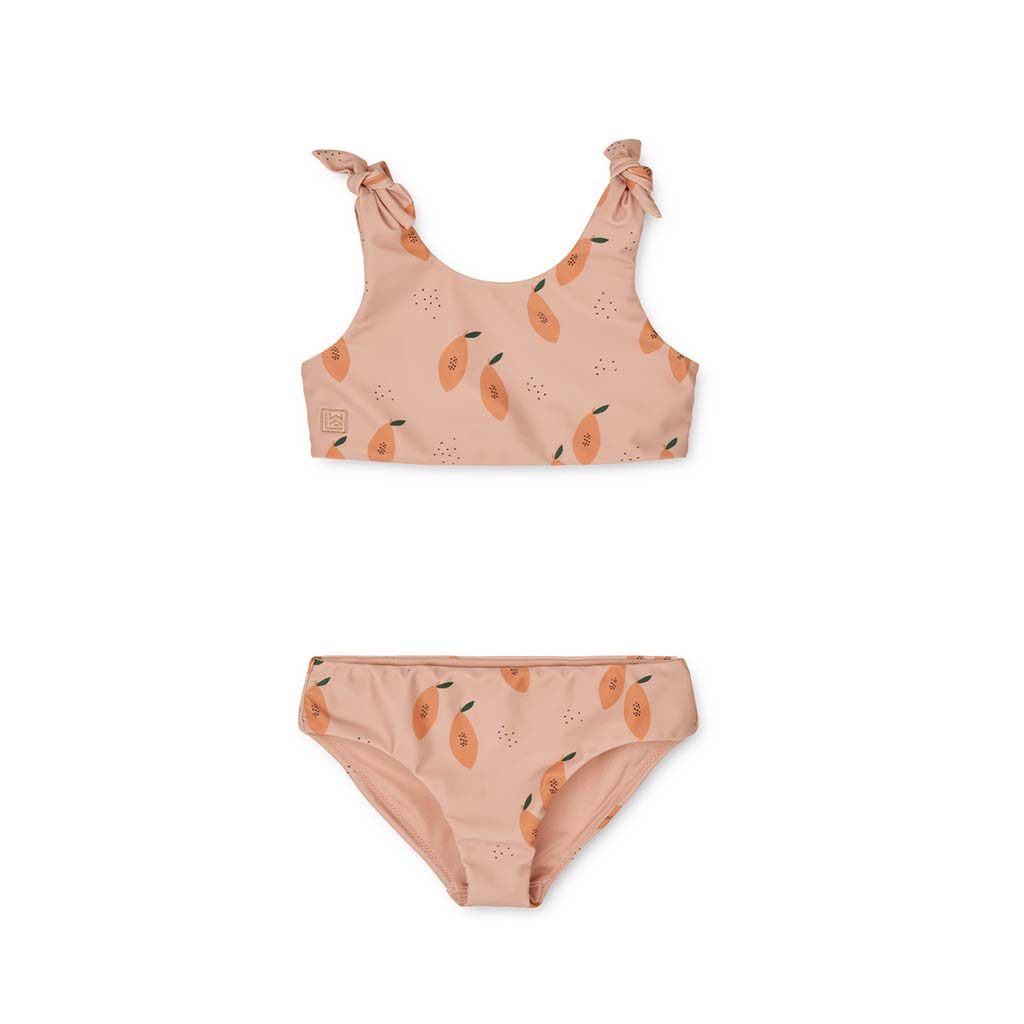 Bow Printed Bikini Set: Papaya/ Pale Tuscany
