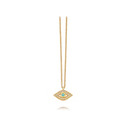 [FSAC08101] Mini Evil Eye Biography Pendant Necklace, Yellow Gold