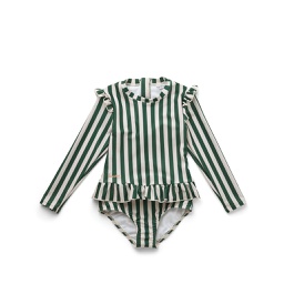 [KDLW07600] Sille Swim Jumpsuit: Stripe Garden Green/Sandy