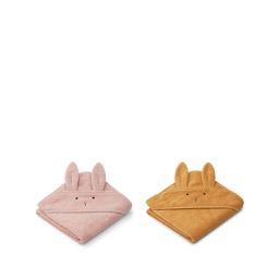 [KDLW09900] Albert Hooded Baby Towel 2-pack - Rabbit