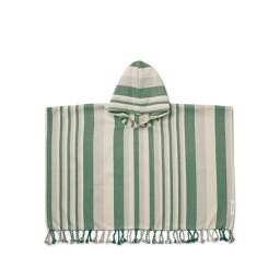 [KDLW10201] Roomie Poncho, Stripe: Garden Green/sandy/dove blue