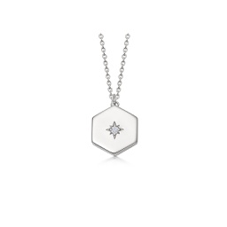[FSAC16000] Deco White Sapphire Locket, Silver