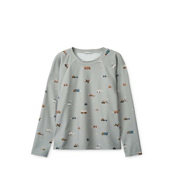 [KDLW36500] Noah Longsleeve Swim Tee: Vehicles/Dove Blue