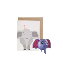 [STPB04200] Paper Balloon Card - Elephant, Open Greeting Card
