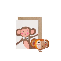 [STPB04300] Paper Balloon Card - Monkey, Open Greeting Card