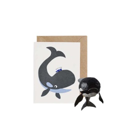 [STPB04500] Paper Balloon Card - Whale, Open Greeting Card