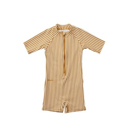 [KDLW39903] Max Seersucker Swim Jumpsuit, Stripe: Golden caramel/White